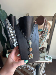 Triple Stone Lariat Necklace