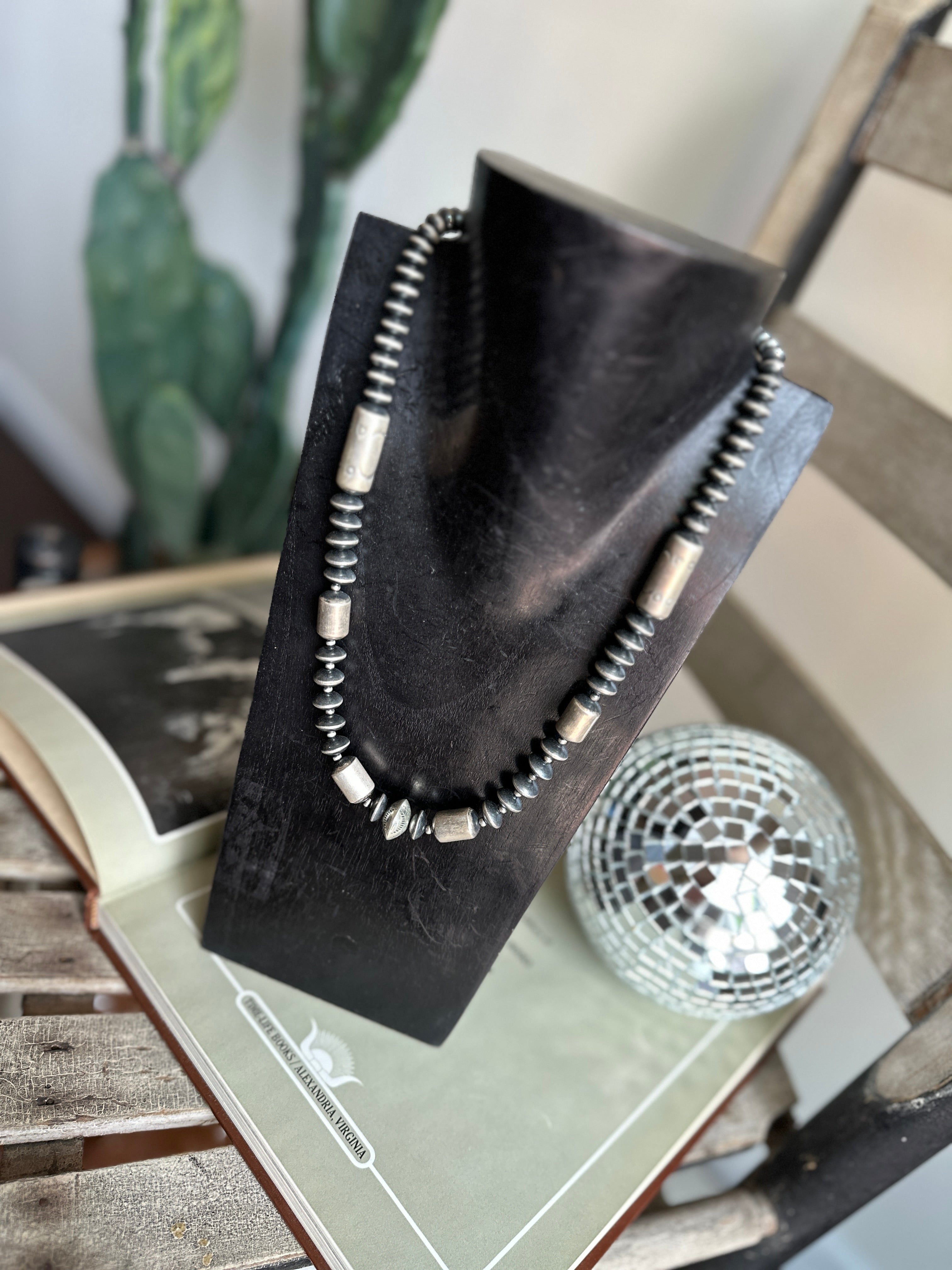 Saucer + Tube Bead Necklace
