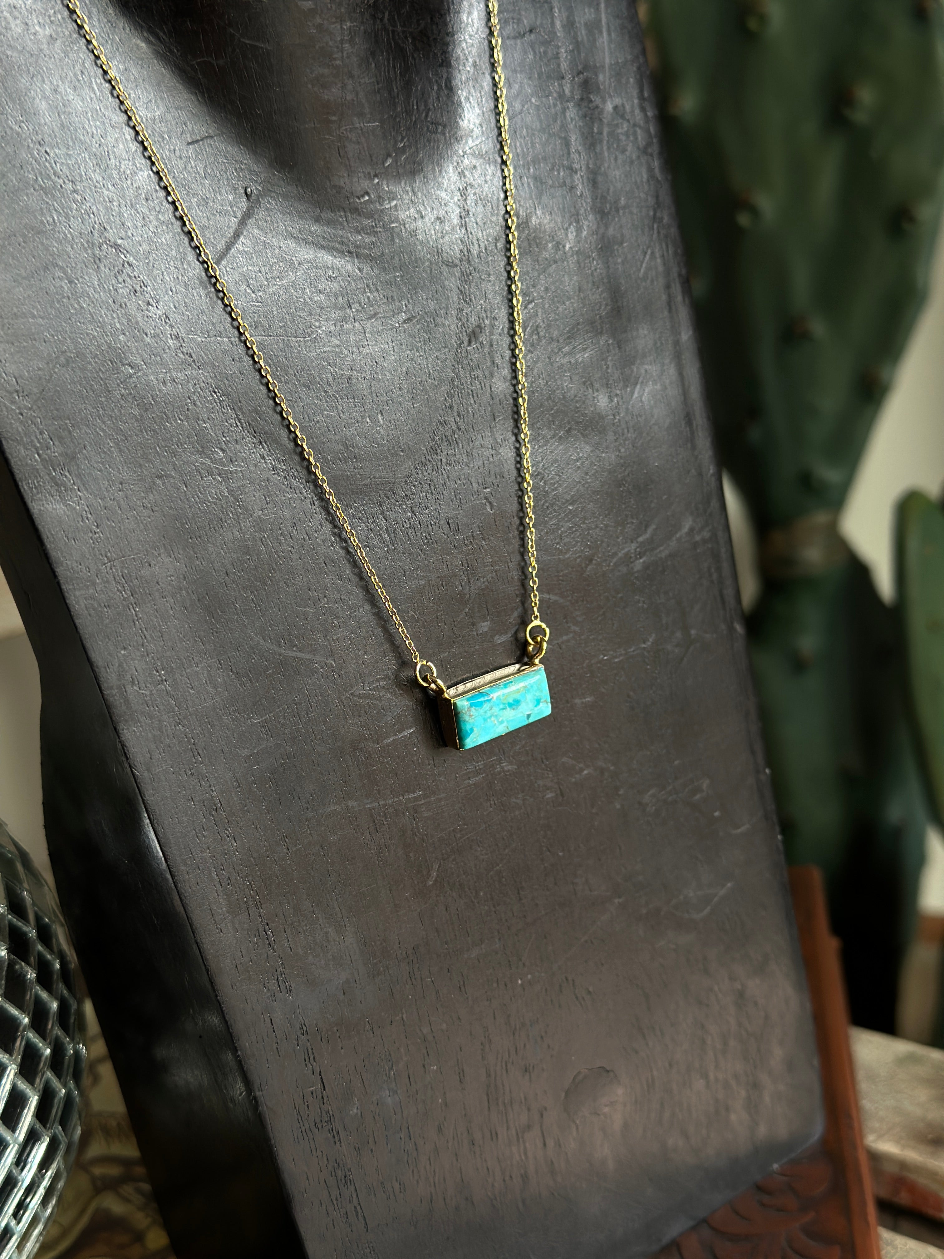 GOLD Turquoise Bar Necklace