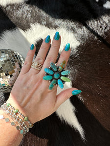 Adjustable statement cluster ring