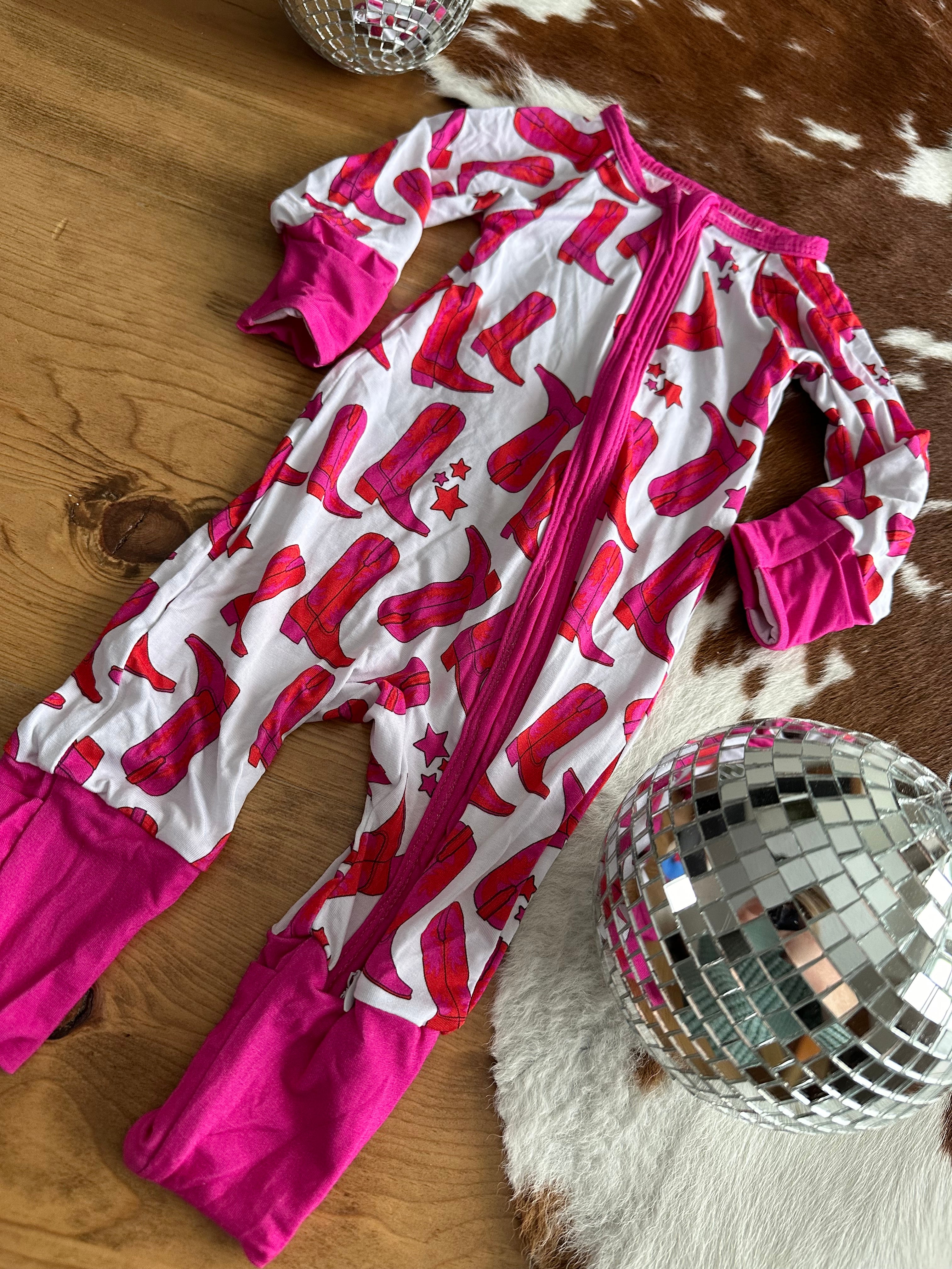 pink (+ orange) boots bamboo