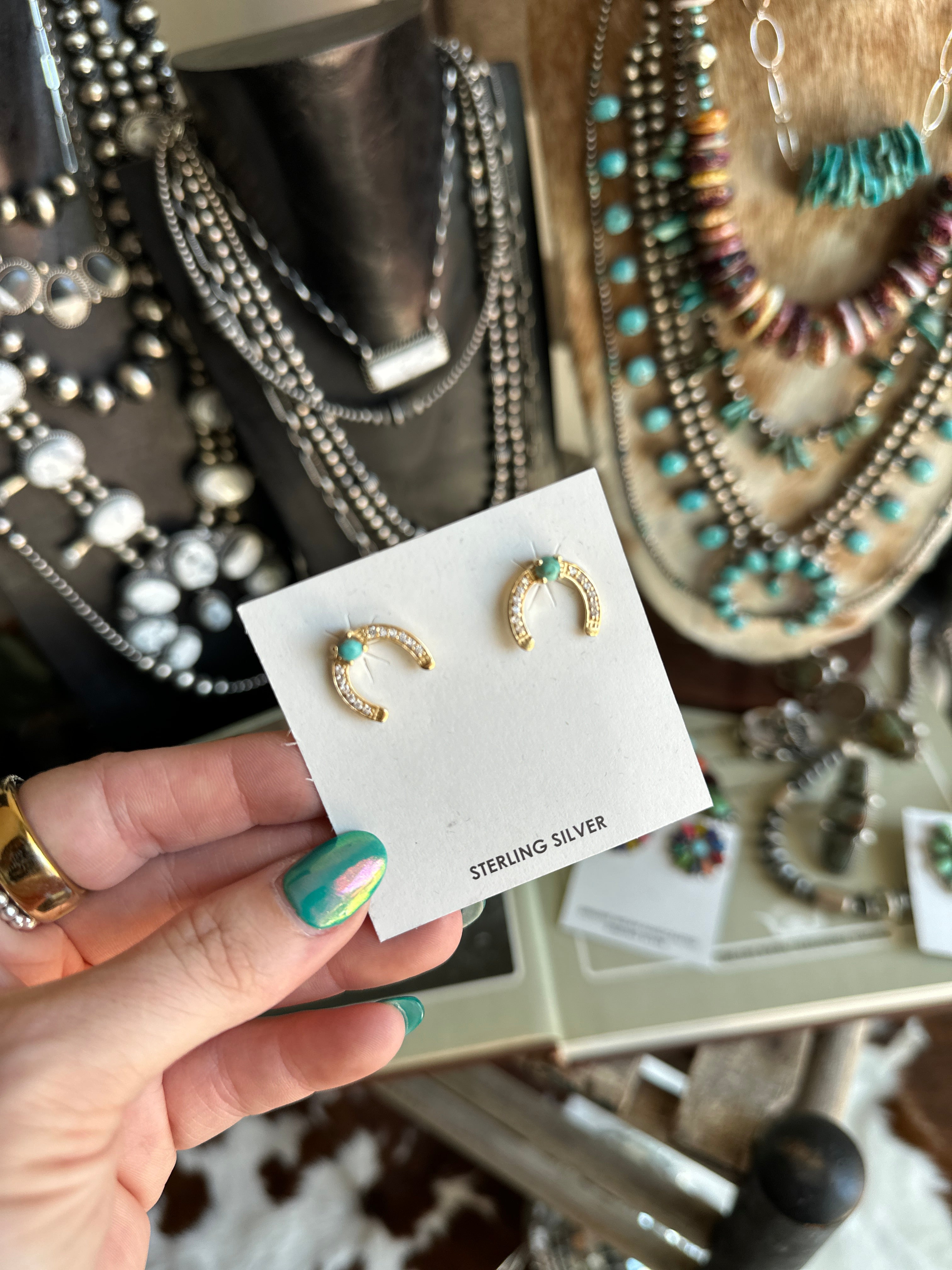 GOLD Horseshoe Bling Earrings
