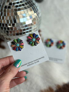 Multicolor Cluster Earrings