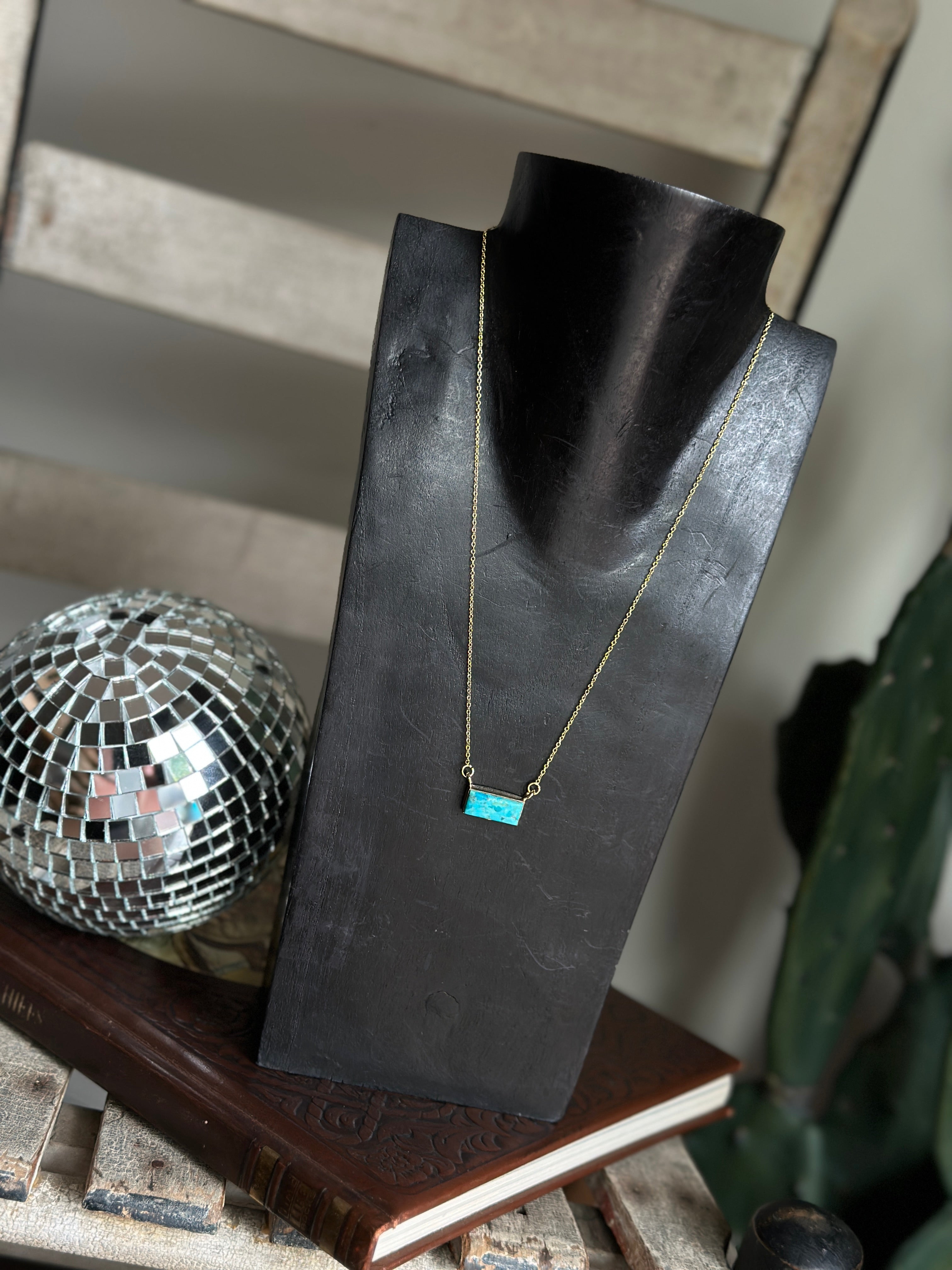 GOLD Turquoise Bar Necklace