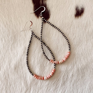 pink conch teardrop loop earrings