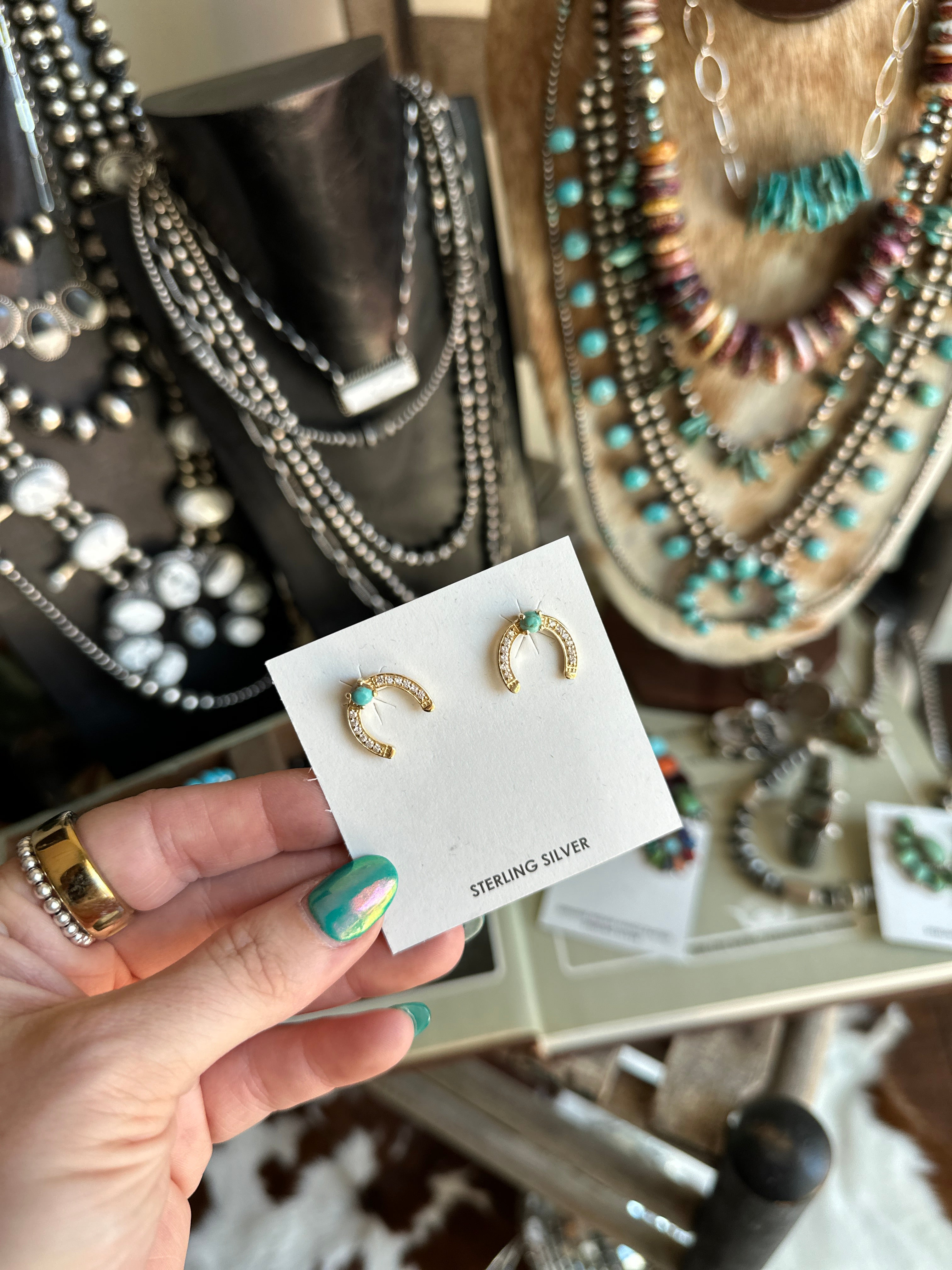 GOLD Horseshoe Bling Earrings