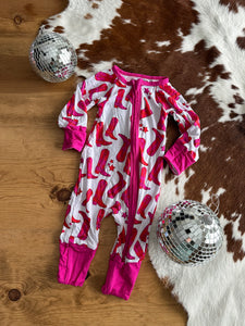 pink (+ orange) boots bamboo