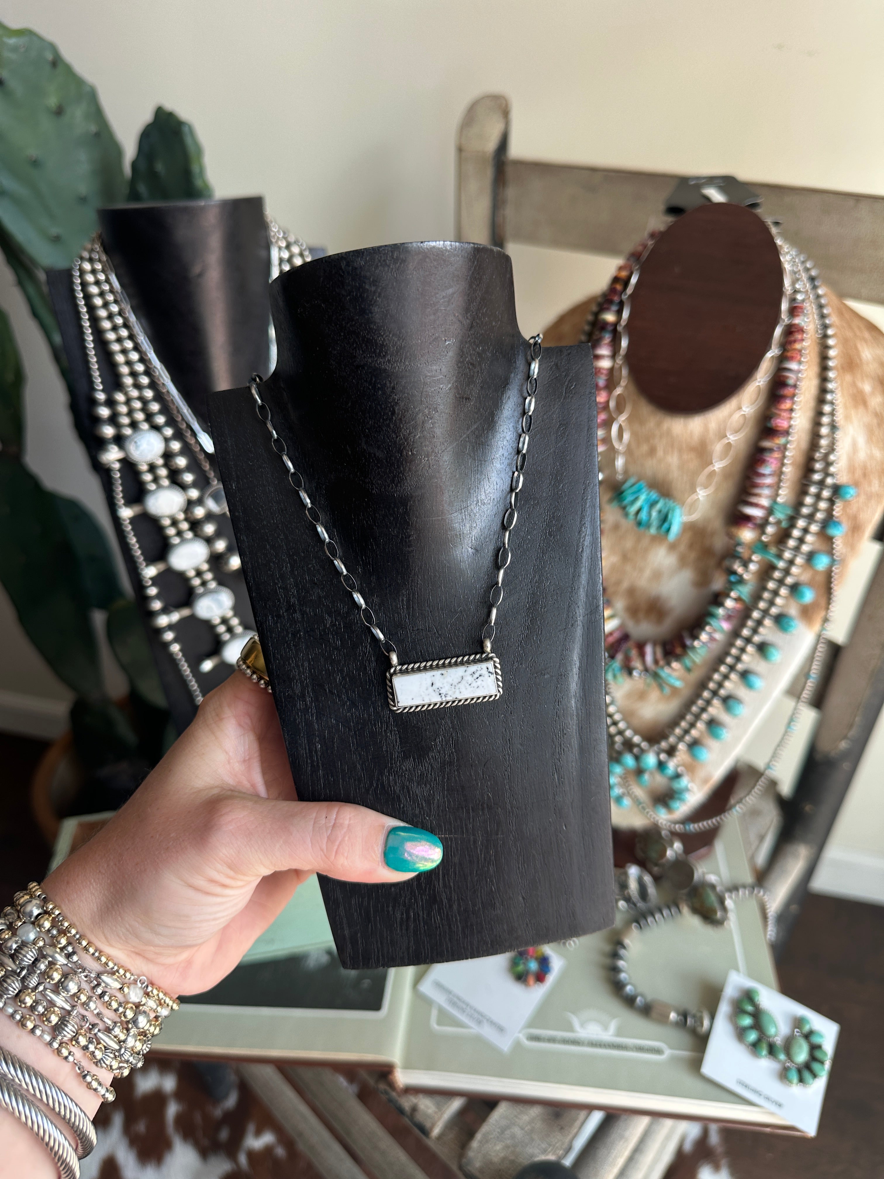 White Buffalo Bar Necklace