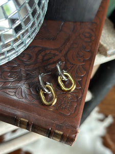 Stainless Mixed Metal Link Earrings