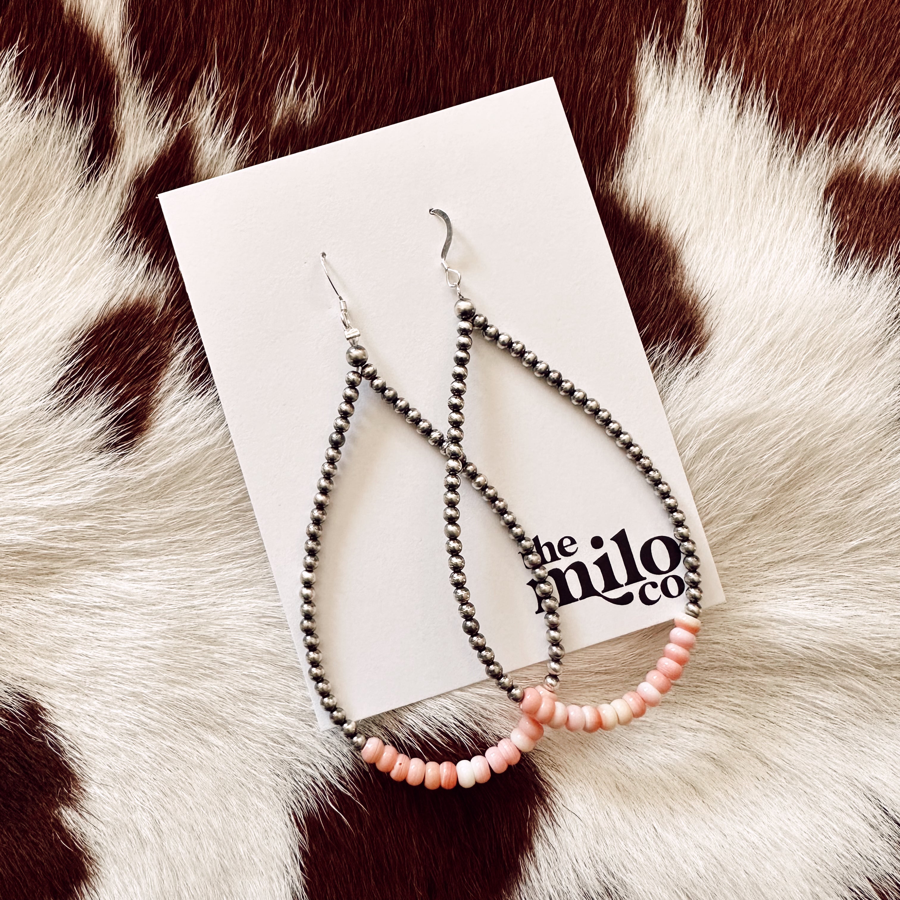 pink conch teardrop loop earrings