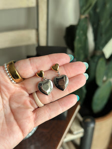 Stainless Mixed Metal Heart Earrings