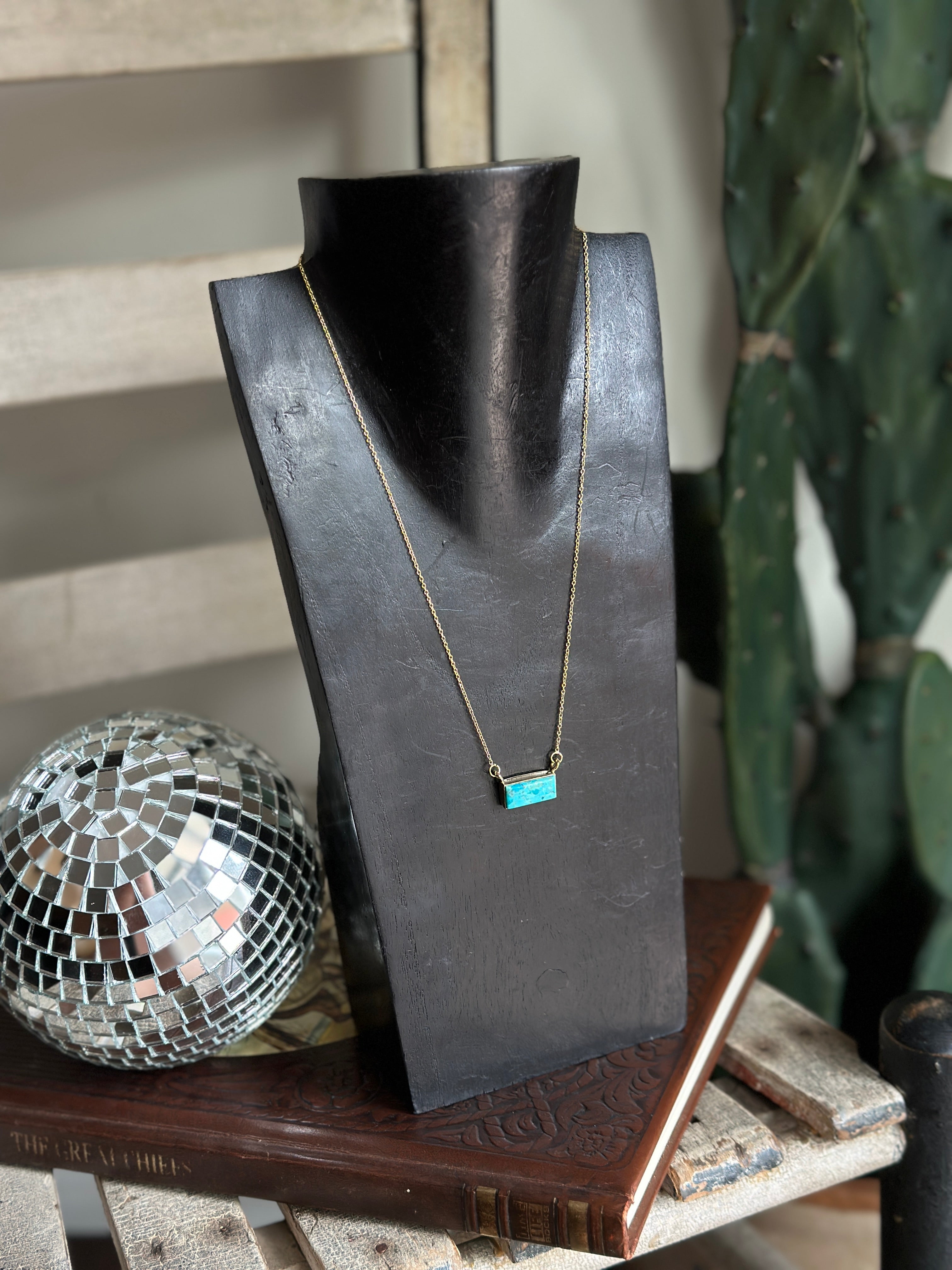 GOLD Turquoise Bar Necklace