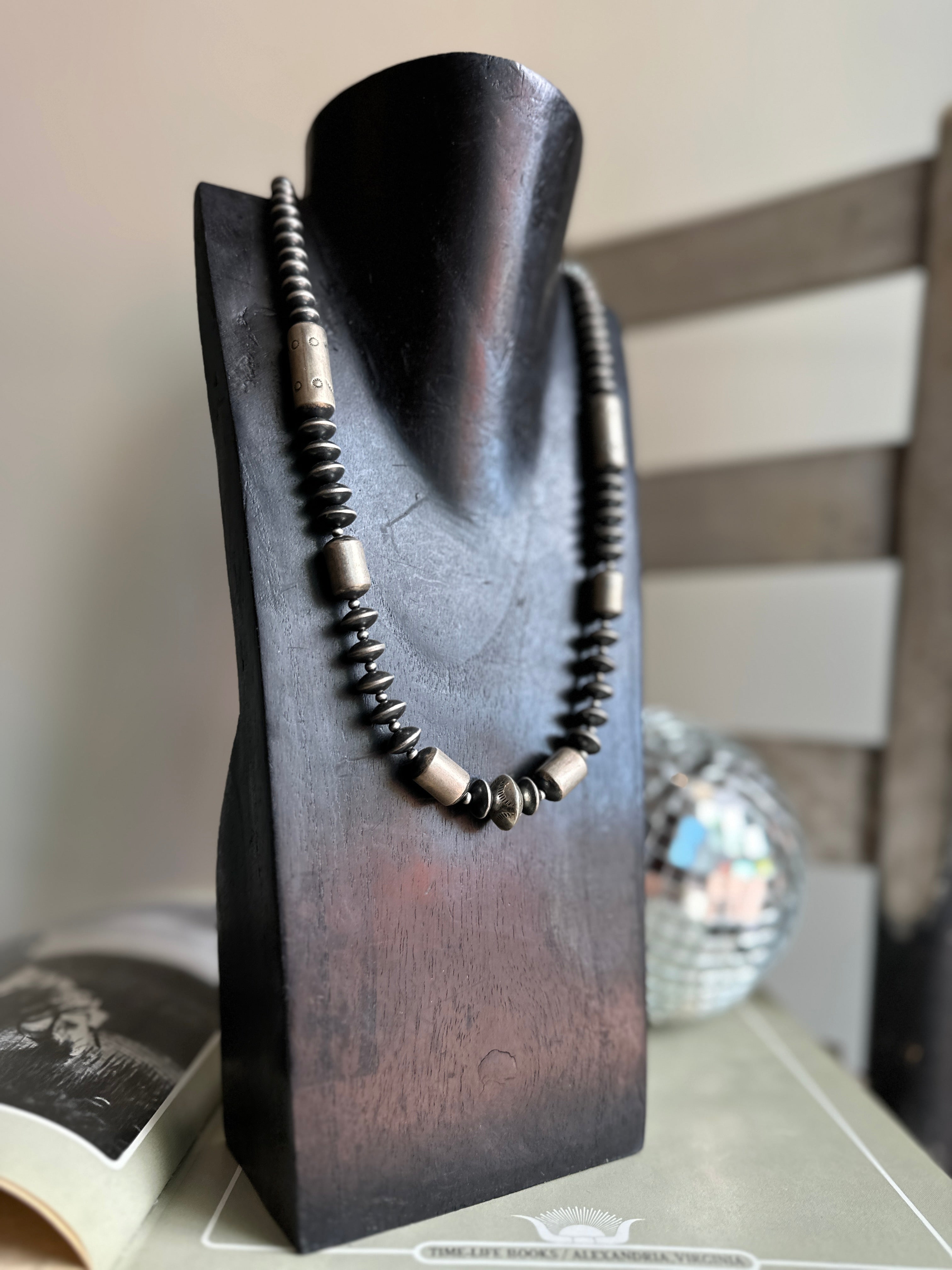 Saucer + Tube Bead Necklace