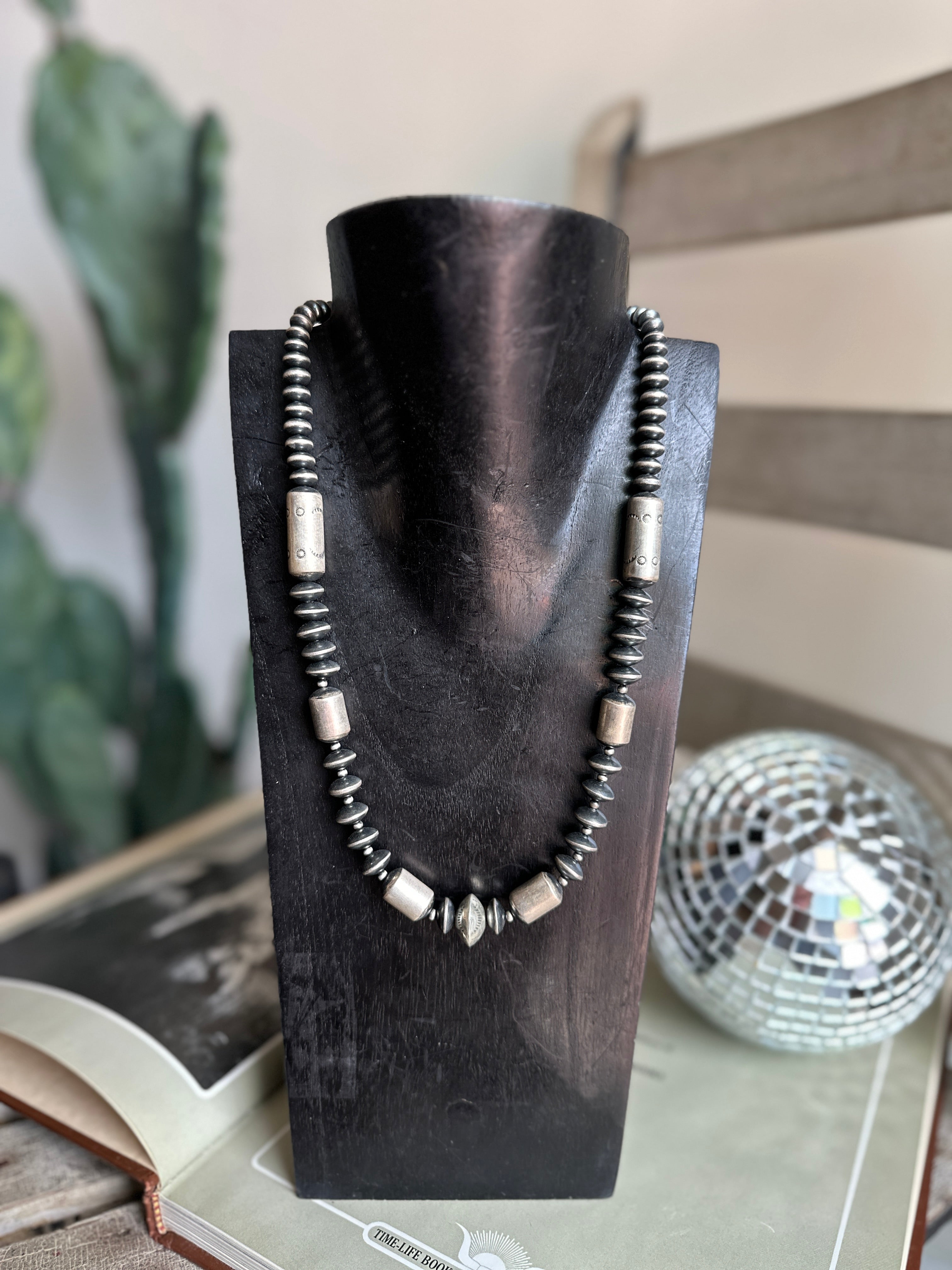 Saucer + Tube Bead Necklace
