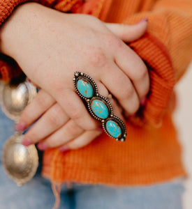 triple stone adjustable ring