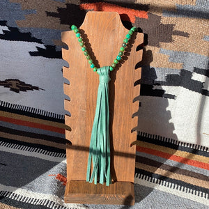 green turq x fringe necklace