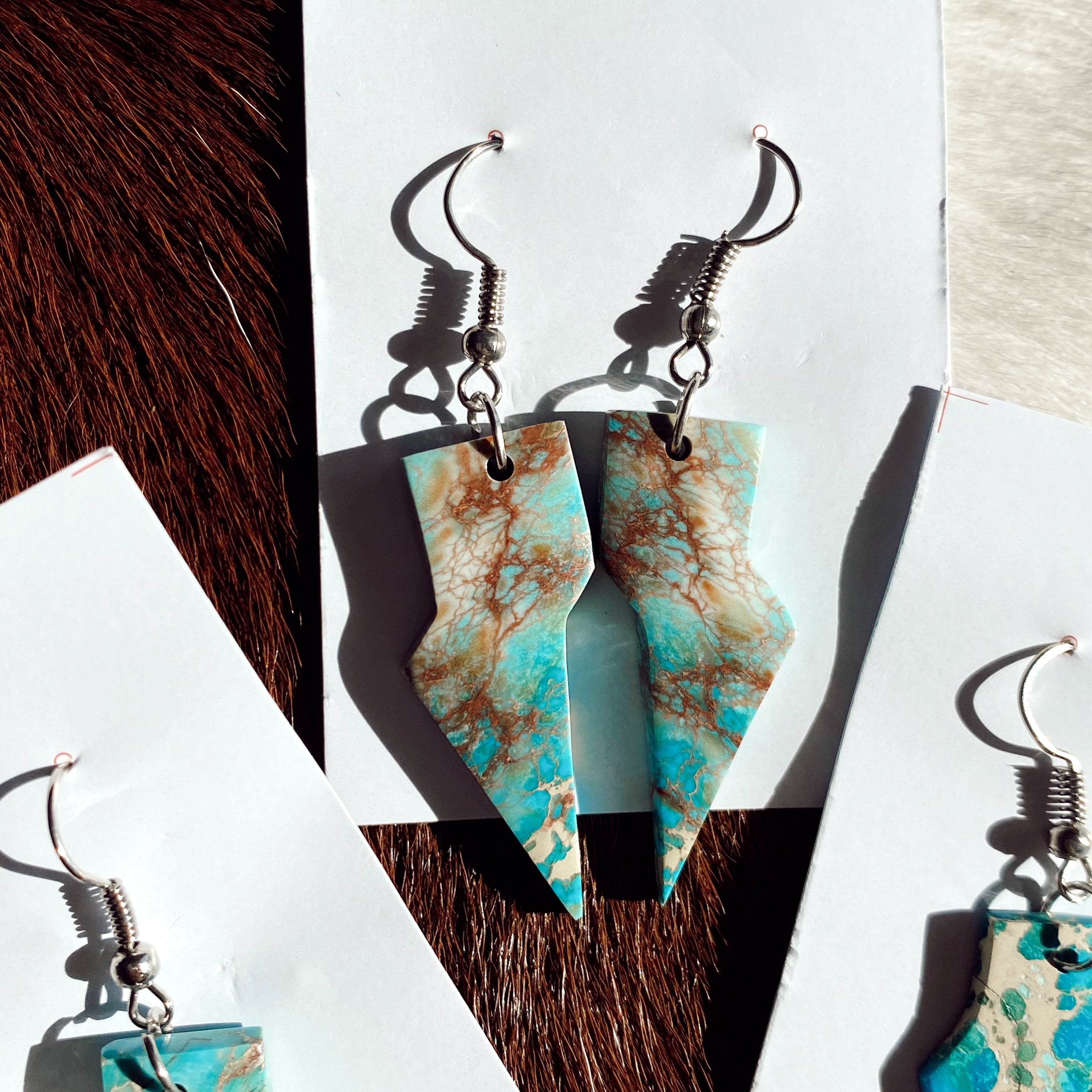 thunderbolt slab earrings