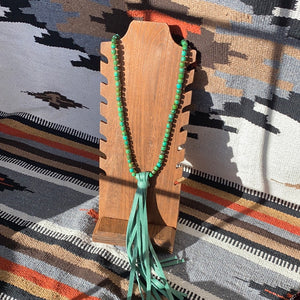 green turq x fringe necklace