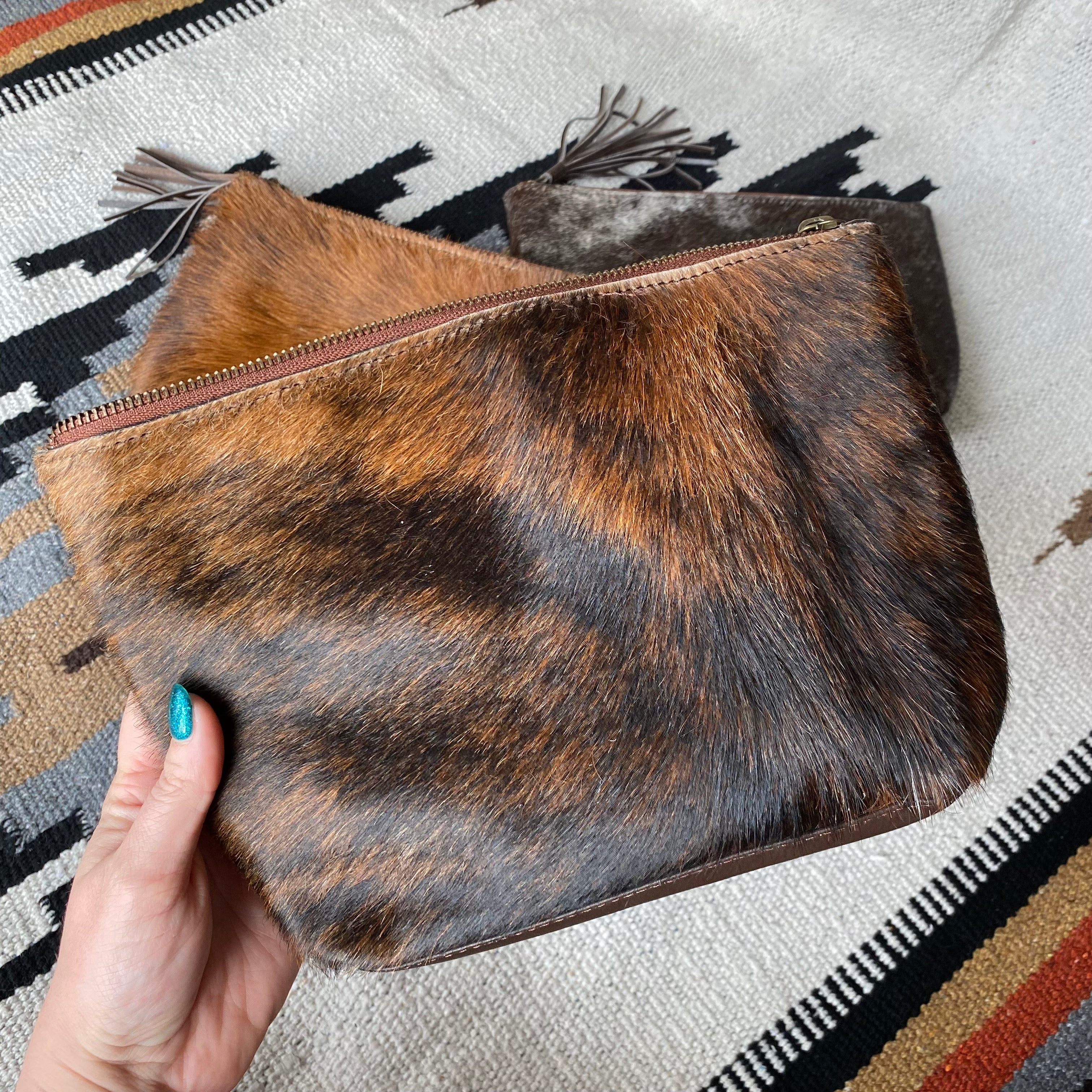 hair on hide cosmetic bag